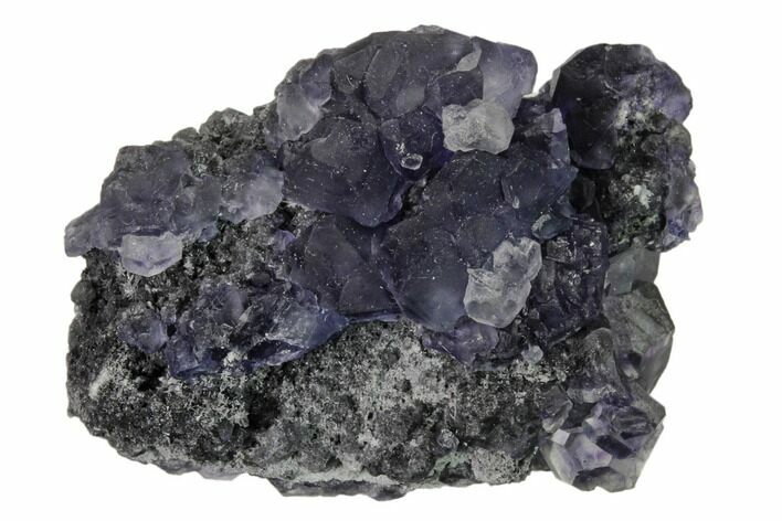 Purple Cuboctahedral Fluorite Crystals on Quartz - China #161807